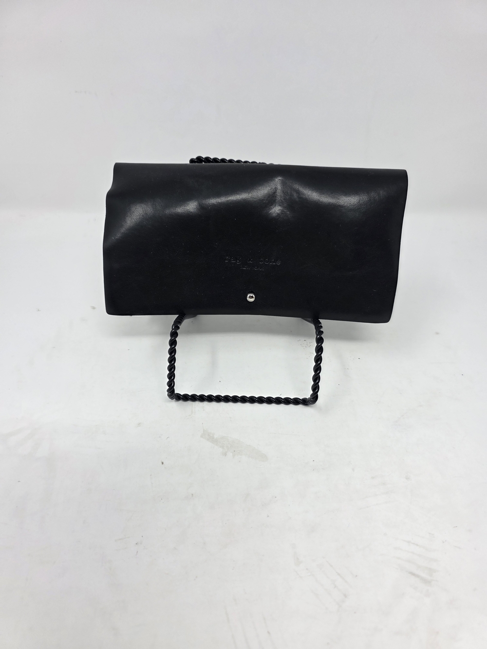 rag & bone New York Black Leather Glasses Case Soft Pouch Stud Closure